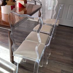 Four High Back Lucite Chairs From The 80S Great Condition