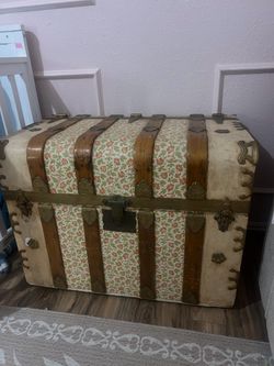 Vintage antique tin trunk