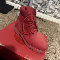 Dark Red Nubuck Timberlands