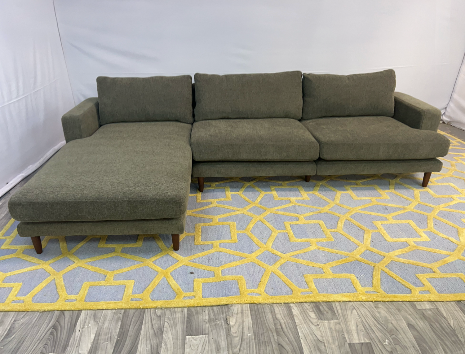 ( Delivery Available ) Burrow Ember Sage Green Sectional Couch