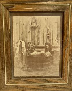 R. HENDRICKSON 1960s Vintage Wild West - Nude Woman and Cowboy in