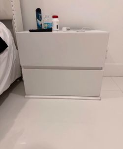 White double drawer nightstand