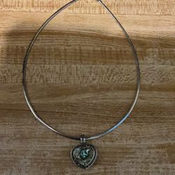 omega Necklace With Heart Shaped Pendant 16”