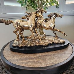 Gold/Bronze Finished 3 Running Horses