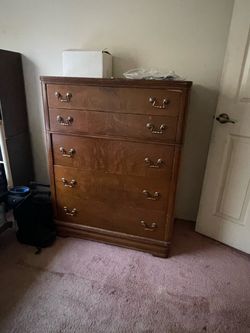 Vintage 5-Drawer Wood Tallboy Dresser