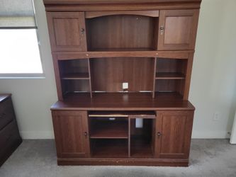 Computer desk,additional desk with shelves,hutch and file drawers
