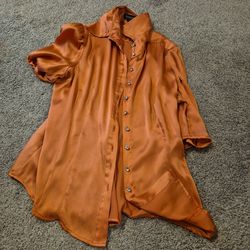 Medium Coral Bebe Satin Blouse