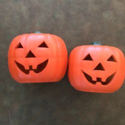 Pair of Ceramic Halloween Pumpkins