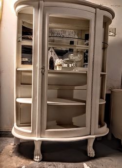 Antique Farmhouse Claw Curio Cabinet 