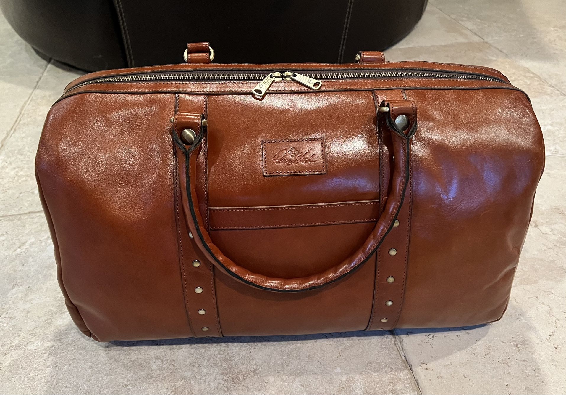 NWT Patricia Nash Leather Brown Milano Weekender Duffle Carry On Bag
