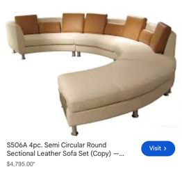 4-Piece Semi-Circular Sectional Leather Sofa Set