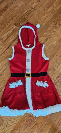 Mrs. Santa Claus Red Sweater Dress With Hood Sleeveless No Boundaries Size XXXL (21) firm.