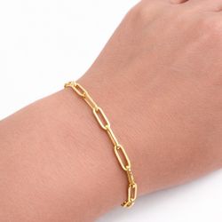 Pulsera Oro 10k Tipo Paperclip ✨ Elegante y Moderna | TuOro