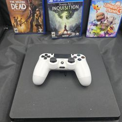 Sony PS4 Slim 1TB Console Bundle w/ White Controller & 3 Games – Works Great!
