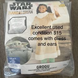 Star Wars The Mandalorian Grogu Baby Yoda Girls Costume Halloween Dress Up 