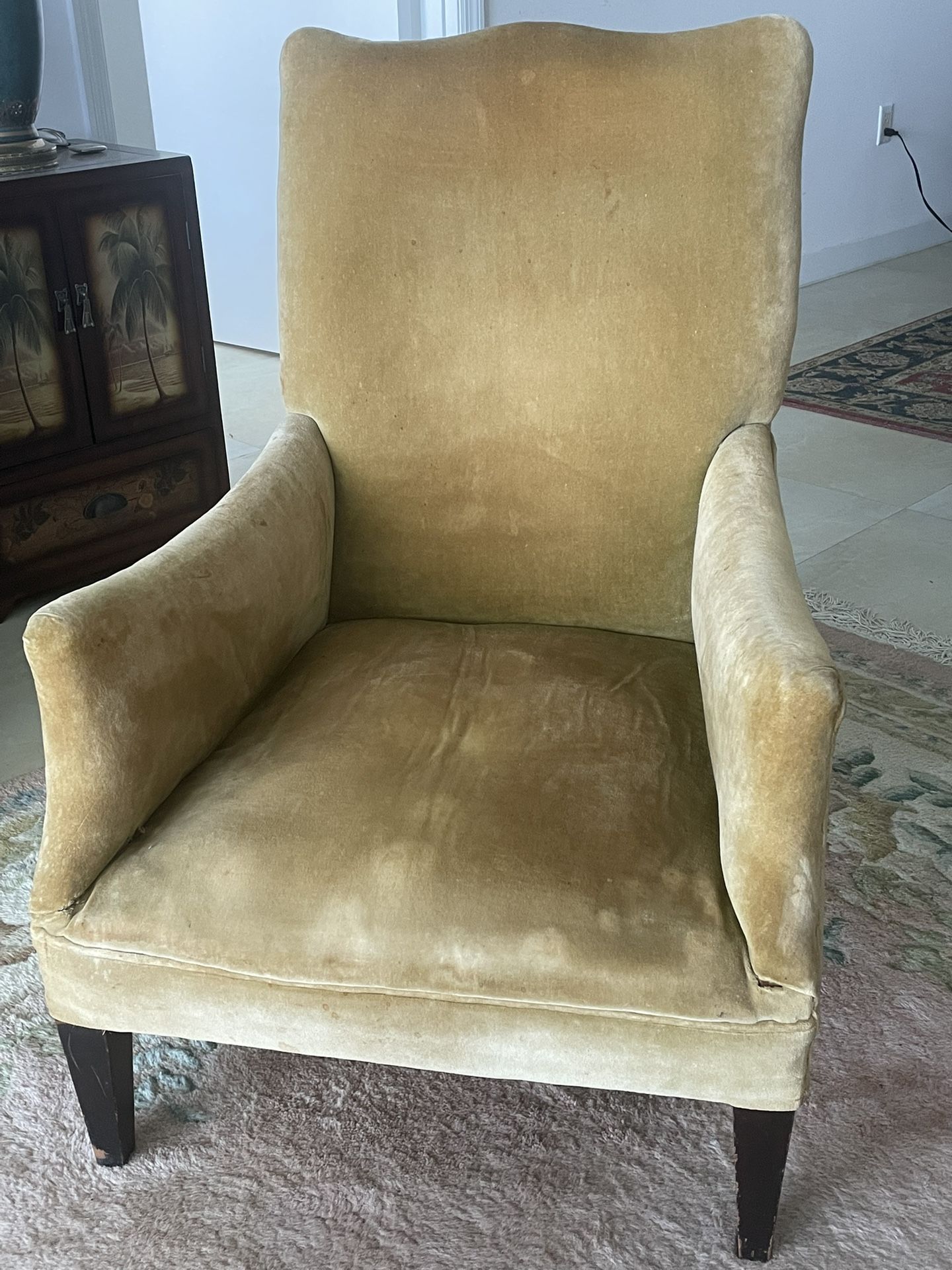 Velvet Armchair Yellow-green