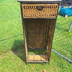 Tall Wicker Wine Cabinet