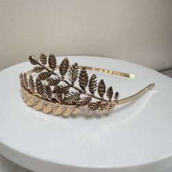 Bride Bridesmaid Gold-Tone Leaf Roman Greek Style Wedding Headband Tiara Crown