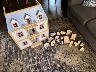 Melissa & Doug Wooden Multi-story Dollhouse