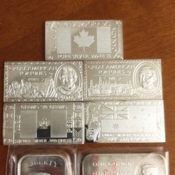 5.85 Ounce Lot Of 999 Silver Bullion Art Bars