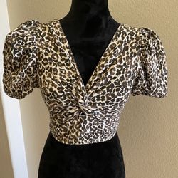 Leopard Linen Womens Top