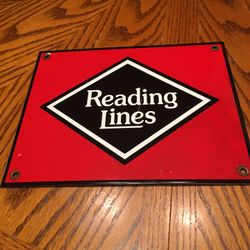 Vintage porcelain Railroad Sign  Reading Lines  
