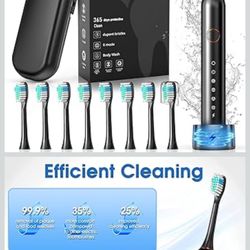 Electric Toothbrush, Sonic Type for Adults & Teens, 8 Brush Heads, Travel Case, 6 Modes, 40000 VPM Electric Motor, IPX7 Waterproof, 2 Minutes Timer, W
