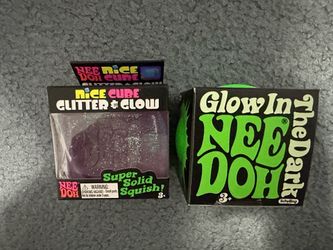 Needoh Schylling Nee doh nice cube glitter and glow in the dark purple green bundle