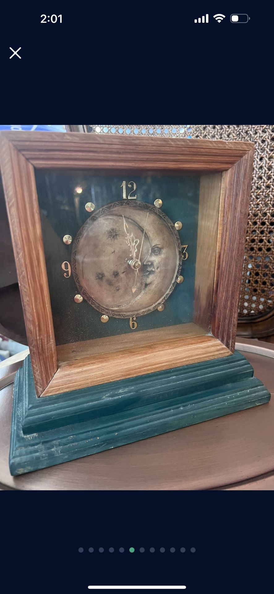 Vintage Hand Crafted Moon Face Clock Very Unique 