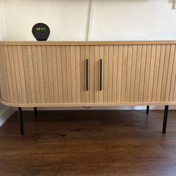 Moving sale!!! Must Sell! Crate & Barrel Bookcase, ALLMODERN Media Console and Solid Acacia Wood Desk