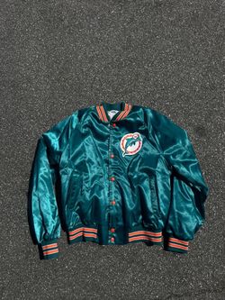 Miami Dolphins Vintage Satin Bomber Jacket Medium Chalkline