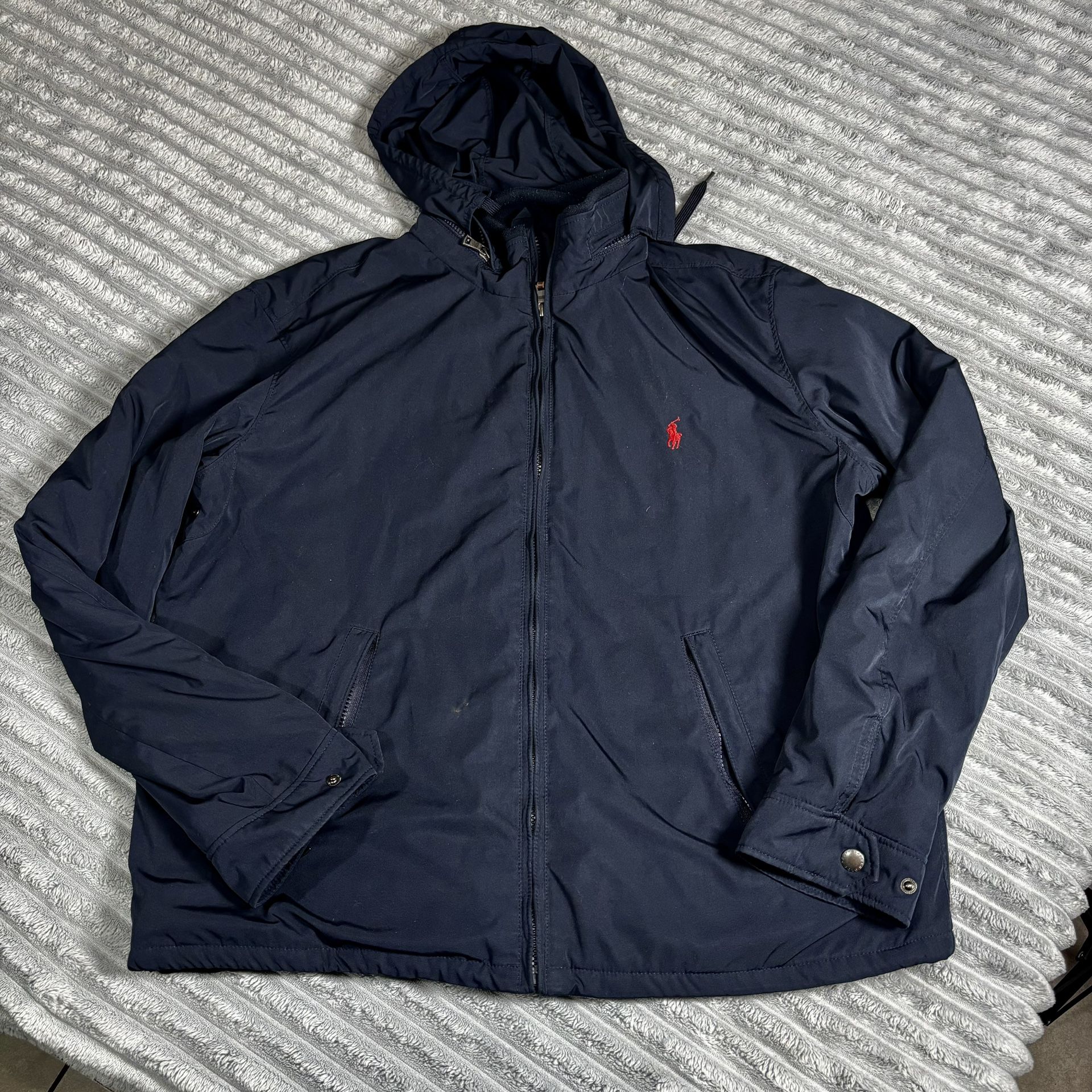 POLO RALPH LAUREN Vintage Fleece Lined Jacket Navy Blue MENS XL