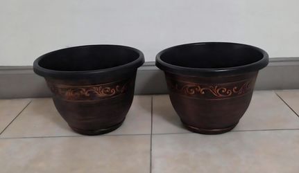 PAIR of 13" (Diameter) Copper Resin Planters (2 for $30) @ Lasting Creations