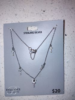 Sterling Silver And CZ Cross Anklet 