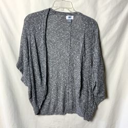 Old Navy Gray & White Speckled Open Over Sweater Wm M