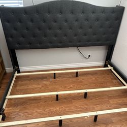 Bed Frame With Box Springs, Like New! 