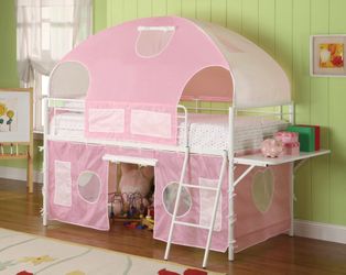 Sweetheart Tent Loft Bed In Pink and White! ONLY $299! Lowest Prices Ever!