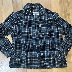Vintage Black Plaid Women's Wool Shirt