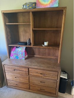 Free! Dresser with hutch. 6 drawers. Real wood