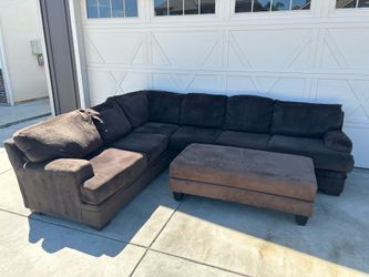 Dark Brown Sectional with Ottoman