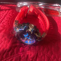 Stryve Brand New Watch Pearlescent Casing..red Rubber Strap