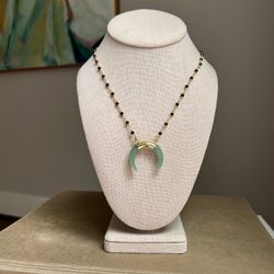 Beaded & Jade Pendant Necklace ( firm on price )
