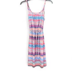 SO Striped Tie Dye Braided Straps Womens Size Large Vintage Summer Boho Dress