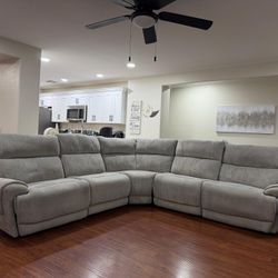 Silver Power Recliners Sectional- Free Delivery 