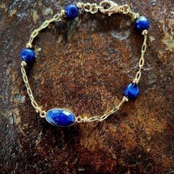 Lapis Lazuli Gold Link Bracelet 