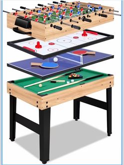 #R3 )12-in-1 48” Combo Game Table, Multi-Game Table with Pool, Foosball, Air Hockey & Ping Pong, Includes Game Accessories, Ideal for Game Rooms & Fam