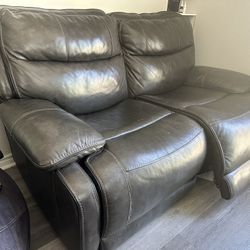 Real Leather Recliner Sofa 