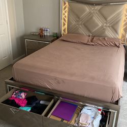King Bed With Bedside Table