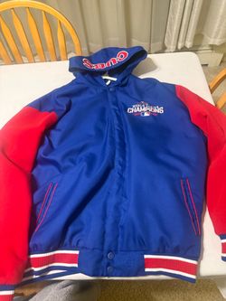 Cubs JH Design World Series Champions Poly-Twill/Fleece Reversible Hooded Jacket.