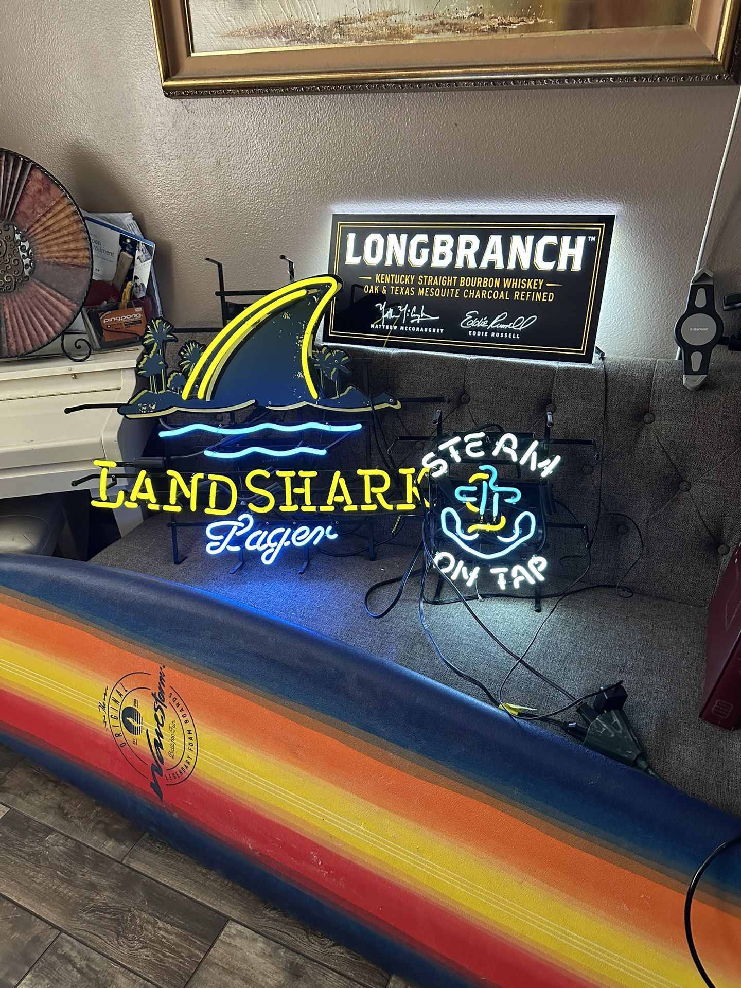 Landshark Lager Fin Palm Tree Beer Bar Light Lamp Neon Signs $300 Firm For All